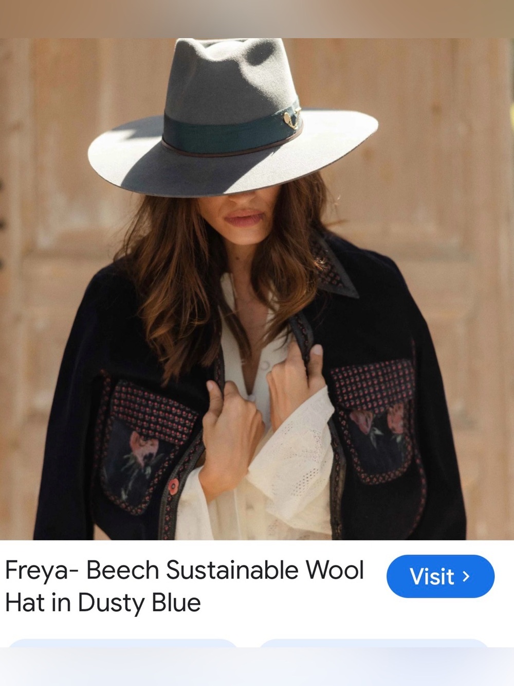 Freya Wool Hat in Dusty Blue